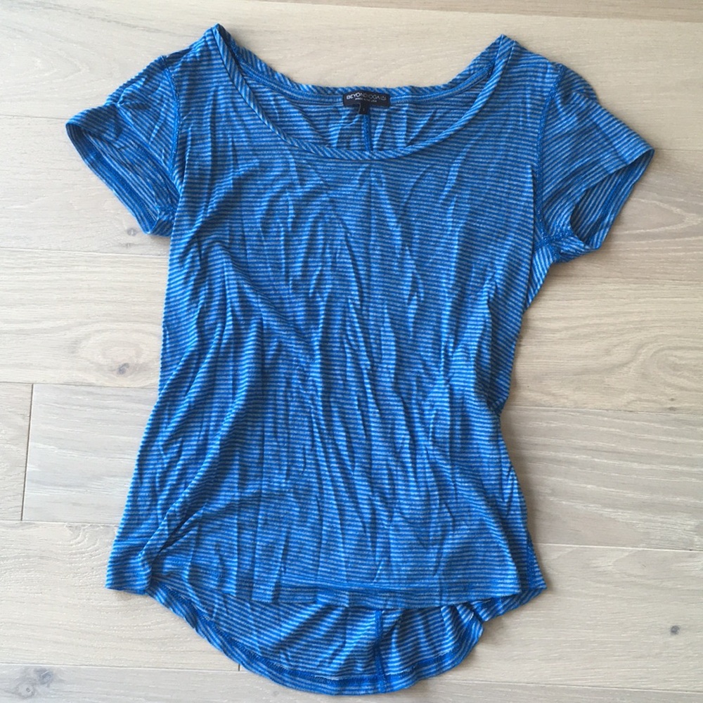Beyond yoga blue striped short sleeved top